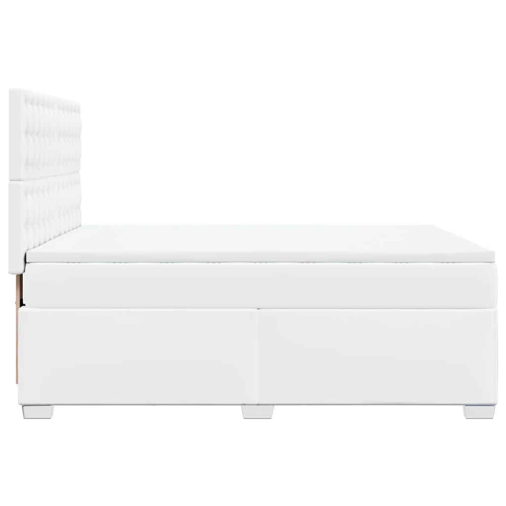 Κρεβάτι Boxspring με Στρώμα Λευκό 140x200εκ.από Συνθετικό Δέρμα - Pakobazaar