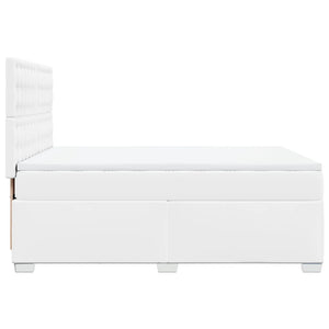 Κρεβάτι Boxspring με Στρώμα Λευκό 140x200εκ.από Συνθετικό Δέρμα - Pakobazaar