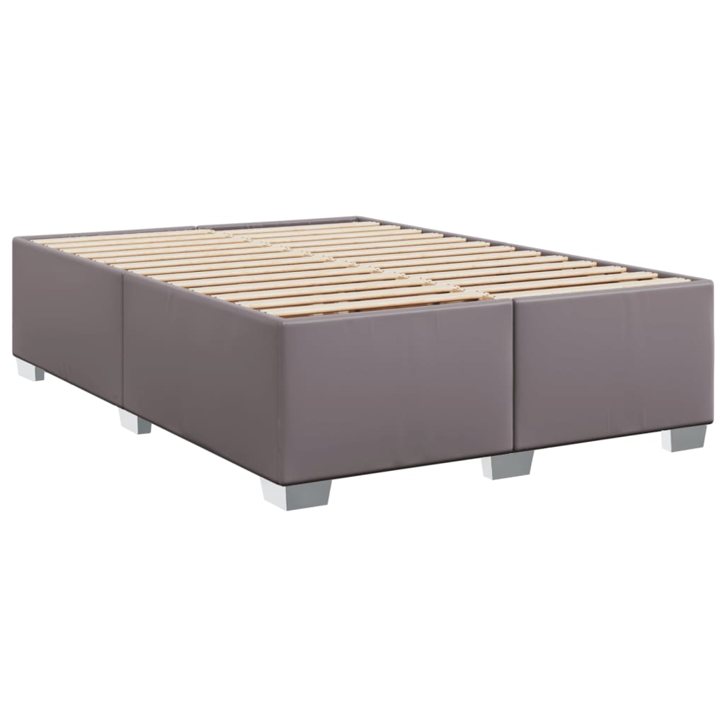 Κρεβάτι Boxspring με Στρώμα Γκρι 140x200εκ. από Συνθετικό Δέρμα - Pakobazaar