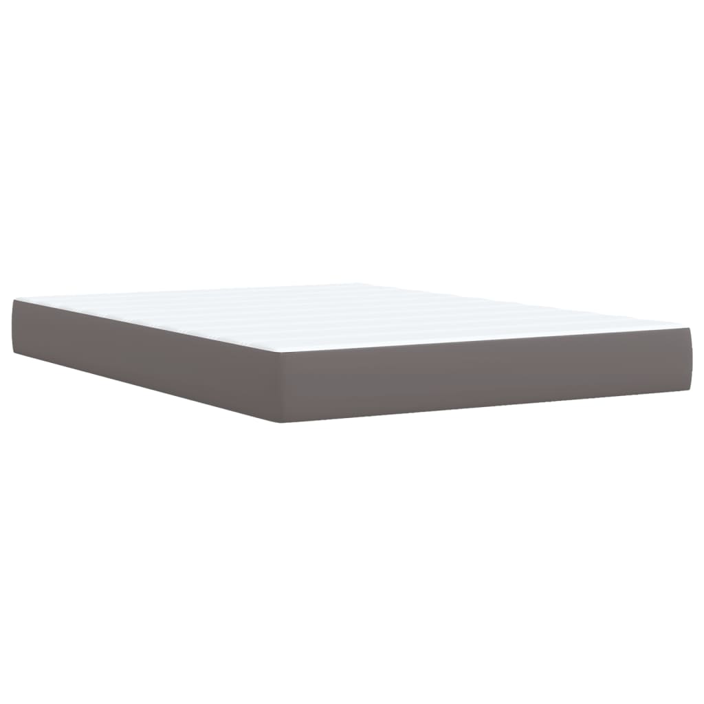 Κρεβάτι Boxspring με Στρώμα Γκρι 140x200εκ. από Συνθετικό Δέρμα - Pakobazaar