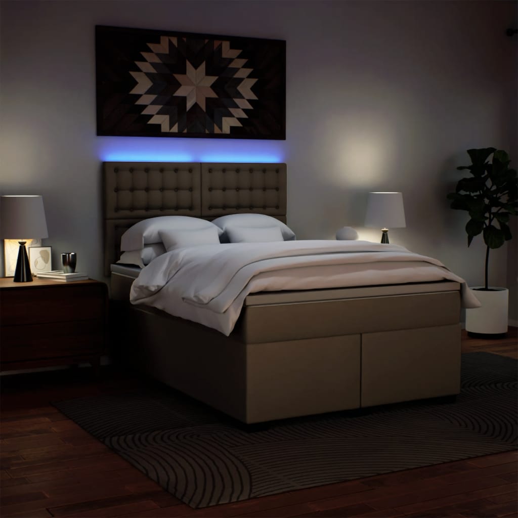 Κρεβάτι Boxspring με Στρώμα Καπουτσίνο 140x200εκ.από Συνθ.Δέρμα - Pakobazaar