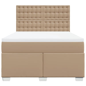 Κρεβάτι Boxspring με Στρώμα Καπουτσίνο 140x200εκ.από Συνθ.Δέρμα - Pakobazaar