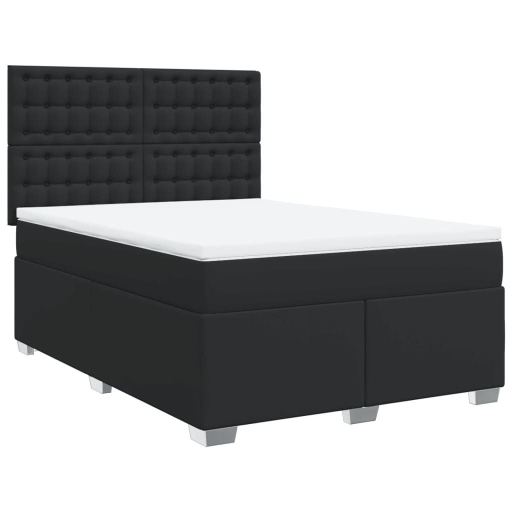 Κρεβάτι Boxspring με Στρώμα Μαύρο 160x200εκ.από Συνθετικό Δέρμα - Pakobazaar