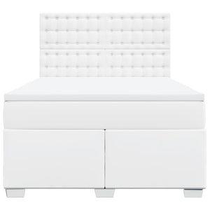 Κρεβάτι Boxspring με Στρώμα Λευκό 160x200εκ.από Συνθετικό Δέρμα - Pakobazaar