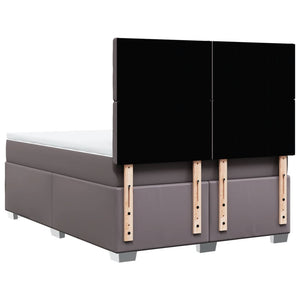 Κρεβάτι Boxspring με Στρώμα Γκρι 160x200εκ. από Συνθετικό Δέρμα - Pakobazaar