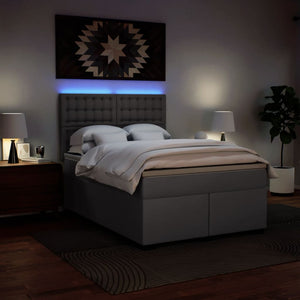 Κρεβάτι Boxspring με Στρώμα Γκρι 160x200εκ. από Συνθετικό Δέρμα - Pakobazaar