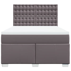 Κρεβάτι Boxspring με Στρώμα Γκρι 160x200εκ. από Συνθετικό Δέρμα - Pakobazaar