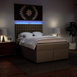 Κρεβάτι Boxspring με Στρώμα Καπουτσίνο 160x200εκ.από Συνθ.Δέρμα - Pakobazaar