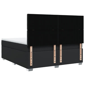 Κρεβάτι Boxspring με Στρώμα Μαύρο 180x200εκ.από Συνθετικό Δέρμα - Pakobazaar