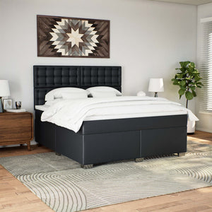 Κρεβάτι Boxspring με Στρώμα Μαύρο 180x200εκ.από Συνθετικό Δέρμα - Pakobazaar
