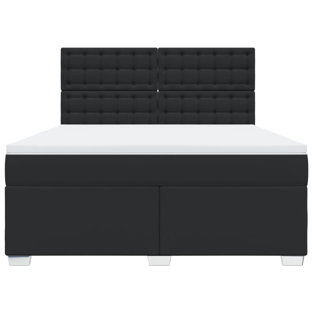Κρεβάτι Boxspring με Στρώμα Μαύρο 180x200εκ.από Συνθετικό Δέρμα - Pakobazaar