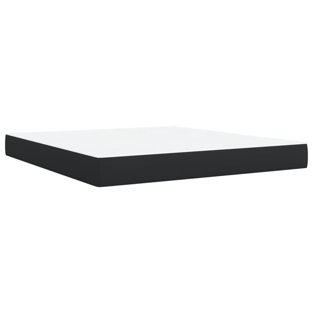 Κρεβάτι Boxspring με Στρώμα Μαύρο 180x200εκ.από Συνθετικό Δέρμα - Pakobazaar