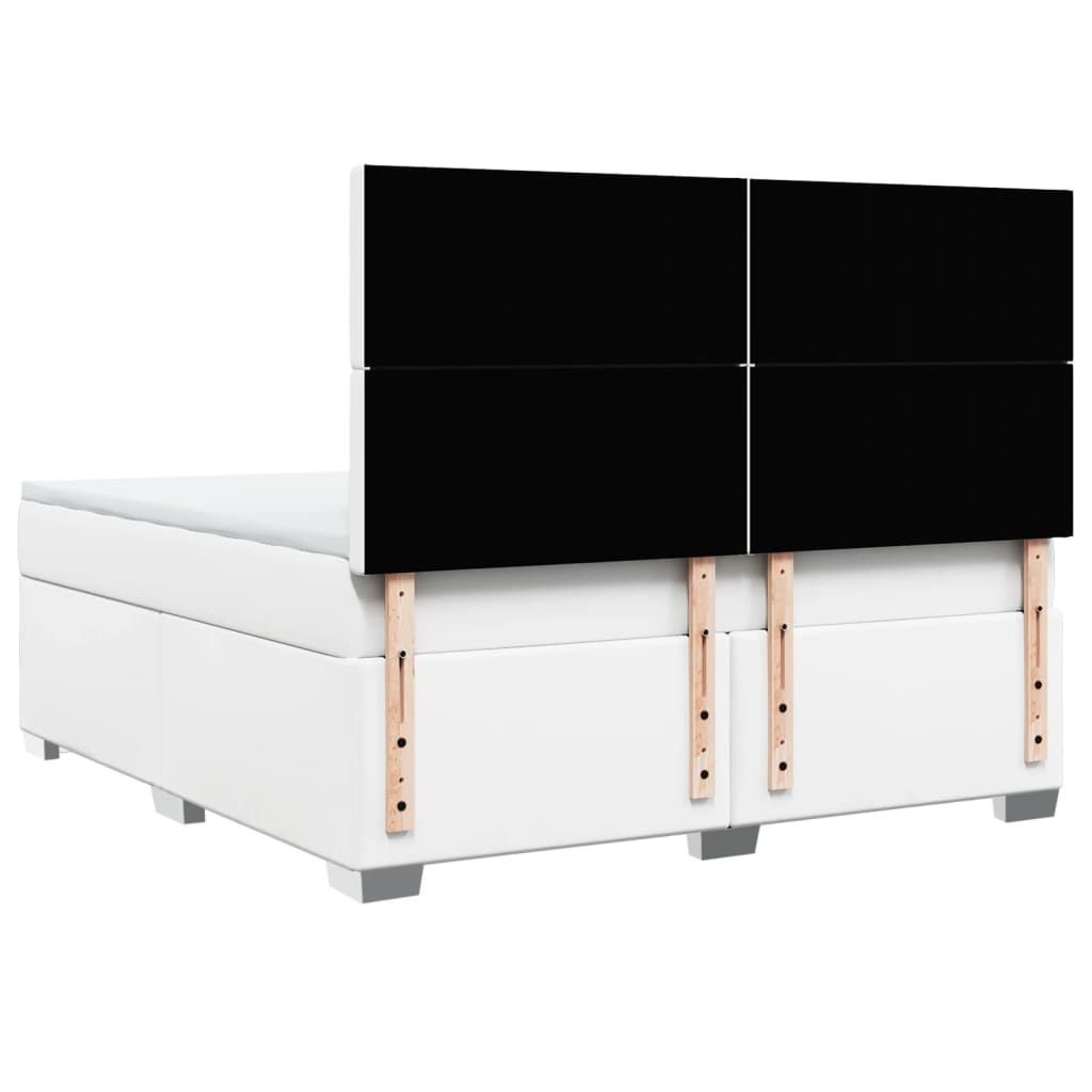 Κρεβάτι Boxspring με Στρώμα Λευκό 180x200 εκ. Συνθετικό Δέρμα - Pakobazaar