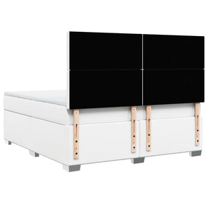 Κρεβάτι Boxspring με Στρώμα Λευκό 180x200 εκ. Συνθετικό Δέρμα - Pakobazaar