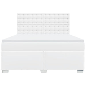Κρεβάτι Boxspring με Στρώμα Λευκό 180x200 εκ. Συνθετικό Δέρμα - Pakobazaar