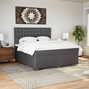Κρεβάτι Boxspring με Στρώμα Γκρι 180x200 εκ. Συνθετικό Δέρμα - Pakobazaar