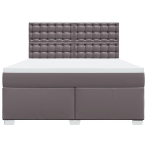 Κρεβάτι Boxspring με Στρώμα Γκρι 180x200 εκ. Συνθετικό Δέρμα - Pakobazaar