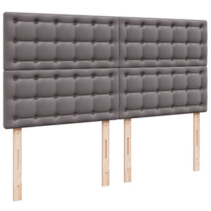 Κρεβάτι Boxspring με Στρώμα Γκρι 180x200 εκ. Συνθετικό Δέρμα - Pakobazaar