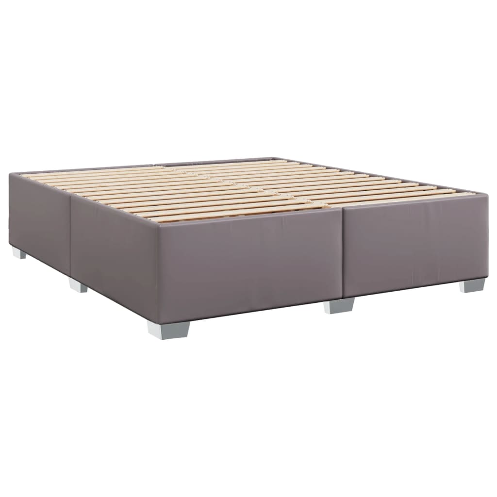 Κρεβάτι Boxspring με Στρώμα Γκρι 180x200 εκ. Συνθετικό Δέρμα - Pakobazaar