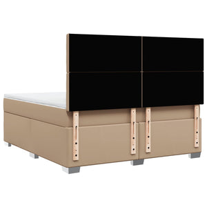 Κρεβάτι Boxspring με Στρώμα Καπουτσίνο 180x200 εκ. Συνθ. Δέρμα - Pakobazaar