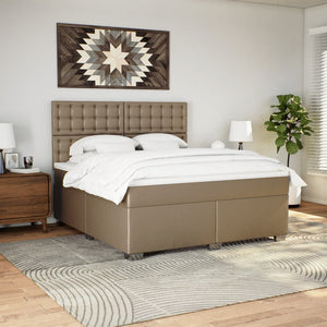 Κρεβάτι Boxspring με Στρώμα Καπουτσίνο 180x200 εκ. Συνθ. Δέρμα - Pakobazaar