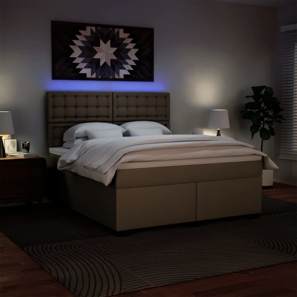 Κρεβάτι Boxspring με Στρώμα Καπουτσίνο 180x200 εκ. Συνθ. Δέρμα - Pakobazaar