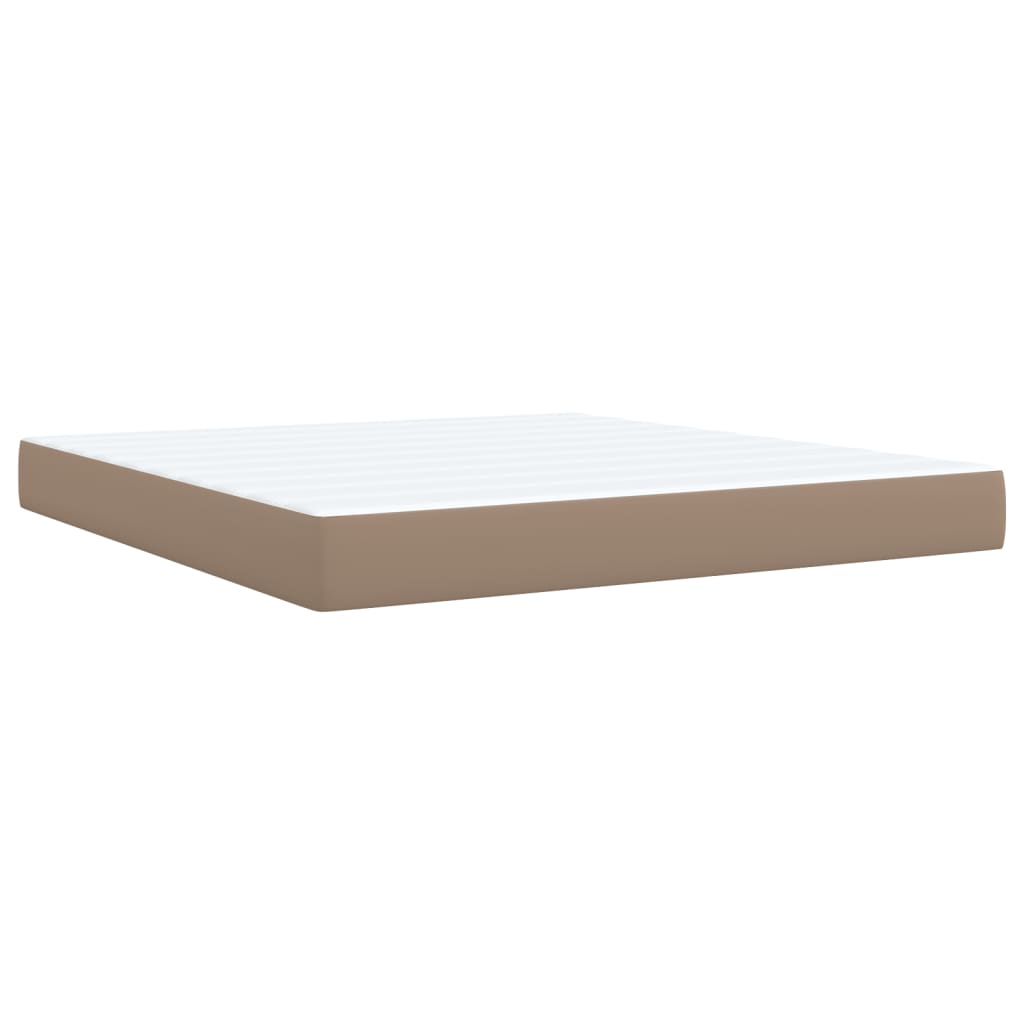 Κρεβάτι Boxspring με Στρώμα Καπουτσίνο 180x200 εκ. Συνθ. Δέρμα - Pakobazaar