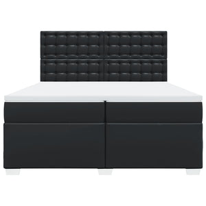 Κρεβάτι Boxspring με Στρώμα Μαύρο 200x200 εκ. Συνθετικό Δέρμα - Pakobazaar