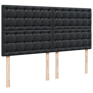 Κρεβάτι Boxspring με Στρώμα Μαύρο 200x200 εκ. Συνθετικό Δέρμα - Pakobazaar