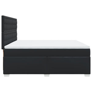 Κρεβάτι Boxspring με Στρώμα Μαύρο 200x200 εκ. Συνθετικό Δέρμα - Pakobazaar