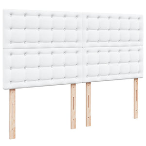 Κρεβάτι Boxspring με Στρώμα Λευκό 200x200 εκ. Συνθετικό Δέρμα - Pakobazaar