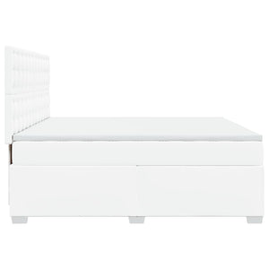 Κρεβάτι Boxspring με Στρώμα Λευκό 200x200 εκ. Συνθετικό Δέρμα - Pakobazaar