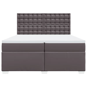 Κρεβάτι Boxspring με Στρώμα Γκρι 200x200 εκ. Συνθετικό Δέρμα - Pakobazaar