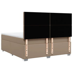 Κρεβάτι Boxspring με Στρώμα Καπουτσίνο 200x200εκ.από Συνθ.Δέρμα - Pakobazaar