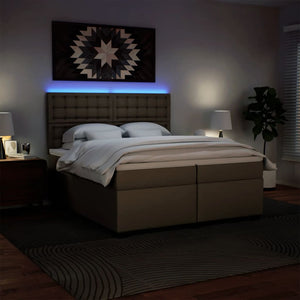 Κρεβάτι Boxspring με Στρώμα Καπουτσίνο 200x200εκ.από Συνθ.Δέρμα - Pakobazaar