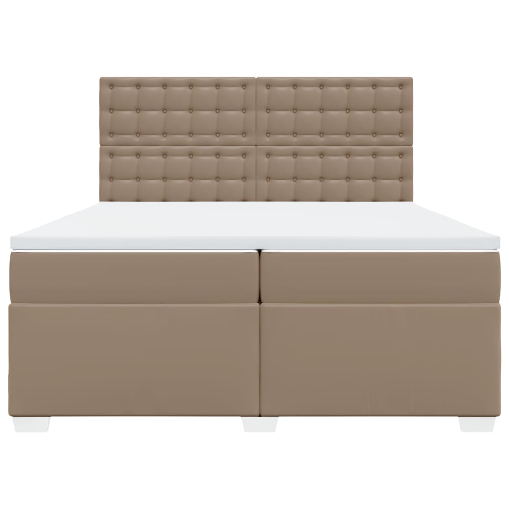 Κρεβάτι Boxspring με Στρώμα Καπουτσίνο 200x200εκ.από Συνθ.Δέρμα
