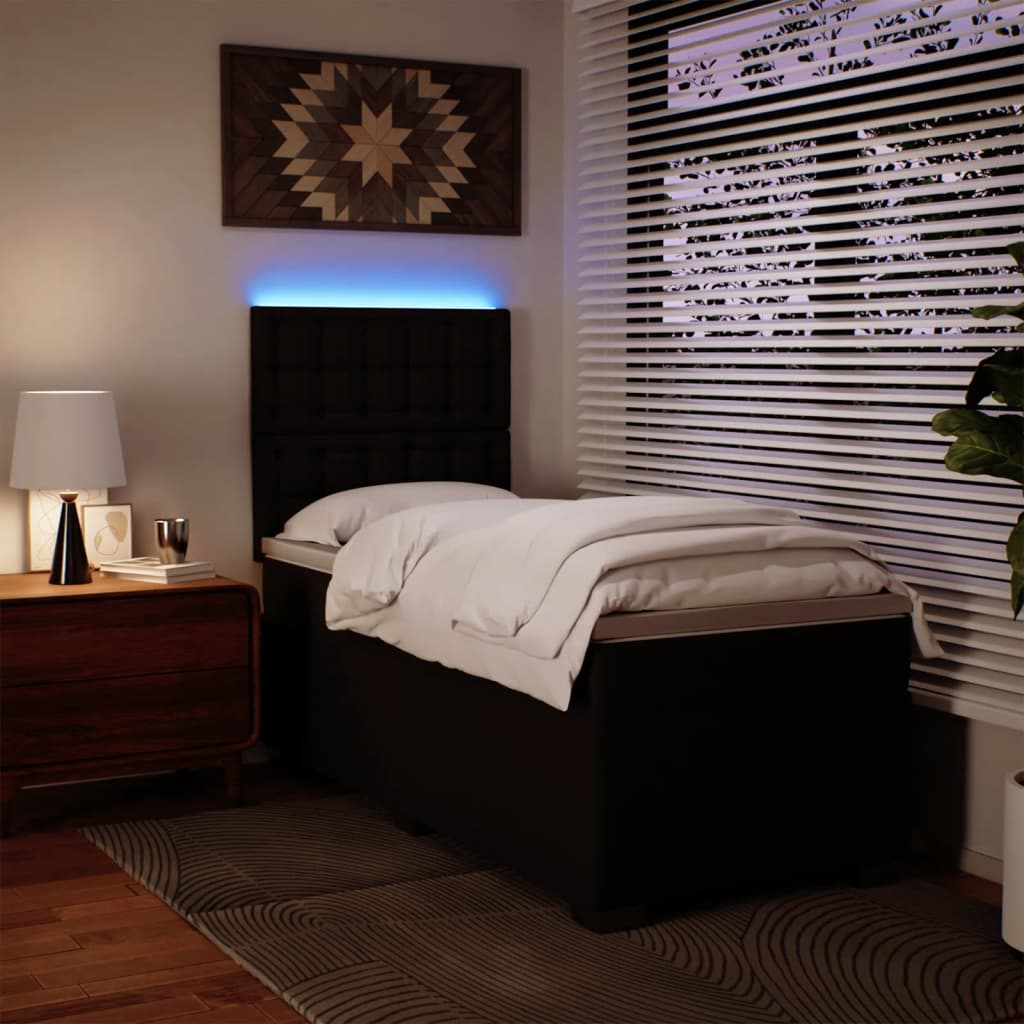 Κρεβάτι Boxspring με Στρώμα Μαύρο Single Συνθ. Δέρμα