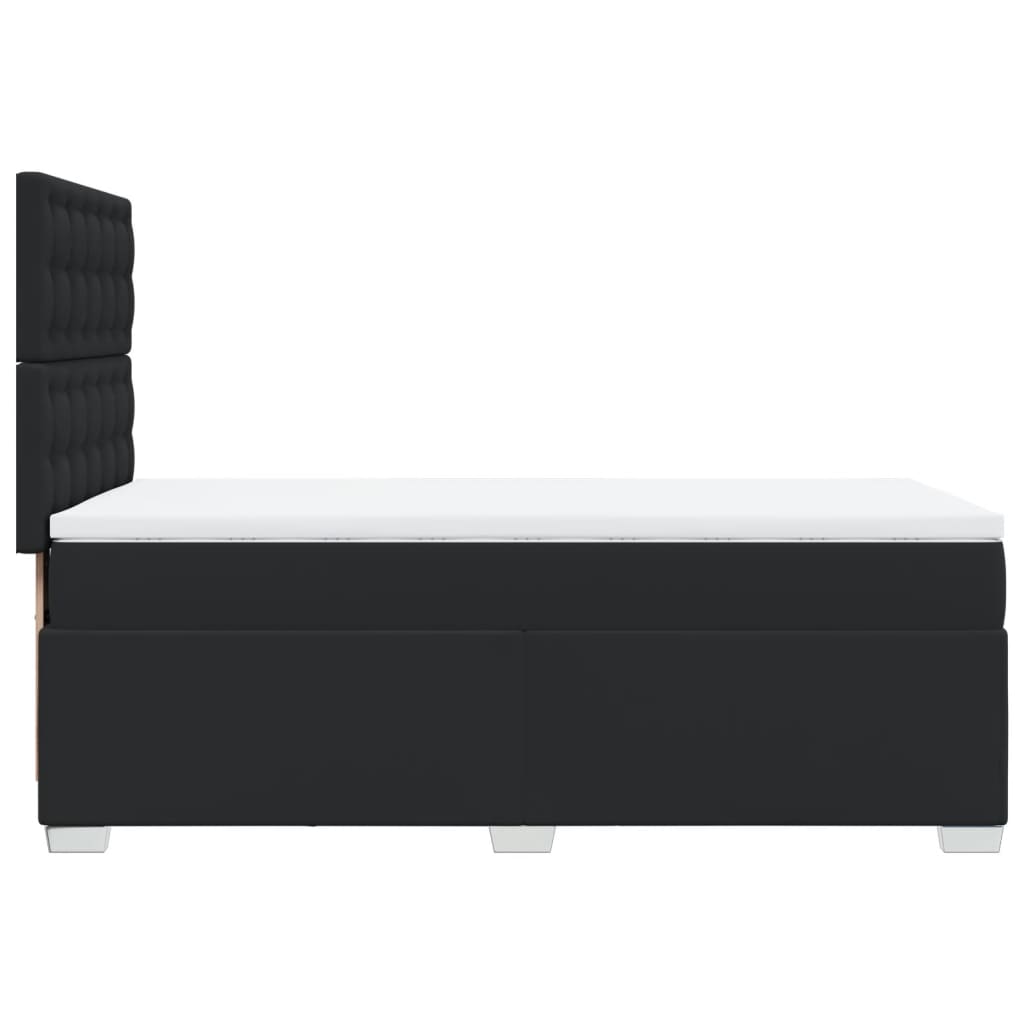 Κρεβάτι Boxspring με Στρώμα Μαύρο Single Συνθ. Δέρμα