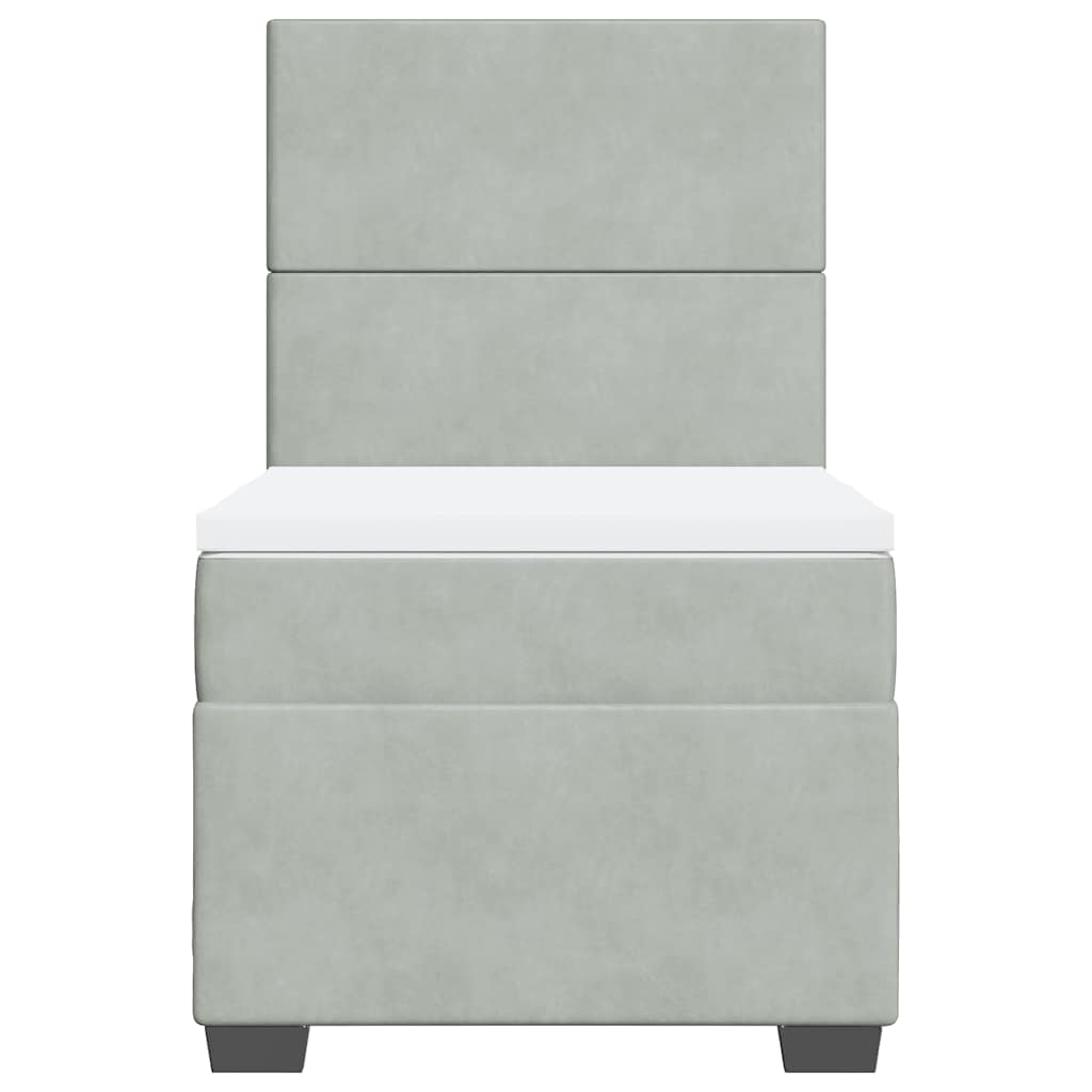 Κρεβάτι Boxspring με Στρώμα Ανοιχτό Γκρι 80x200 εκ. Βελούδινο - Pakobazaar