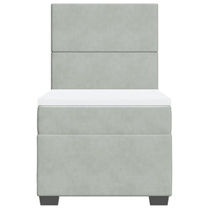 Κρεβάτι Boxspring με Στρώμα Ανοιχτό Γκρι 80x200 εκ. Βελούδινο - Pakobazaar