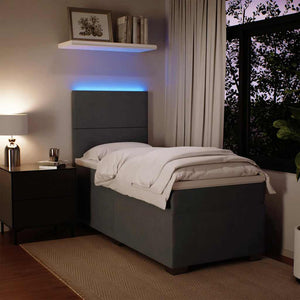 Κρεβάτι Boxspring με Στρώμα Σκούρο Γκρι 80x200 εκ. Βελούδινο