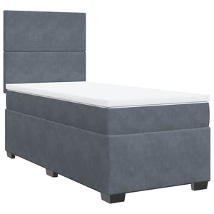 Κρεβάτι Boxspring με Στρώμα Σκούρο Γκρι 80x200 εκ. Βελούδινο
