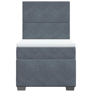 Κρεβάτι Boxspring με Στρώμα Σκούρο Γκρι 80x200 εκ. Βελούδινο