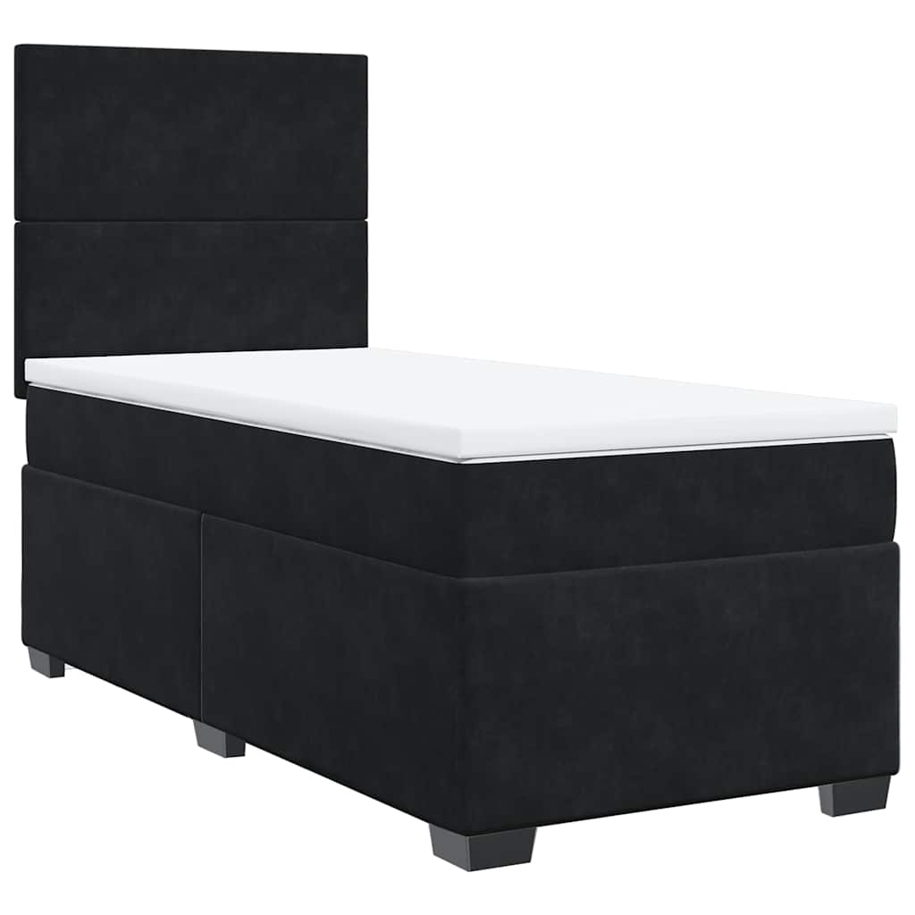 Κρεβάτι Boxspring με Στρώμα Μαύρο 80 x 200 εκ. Βελούδινο - Pakobazaar