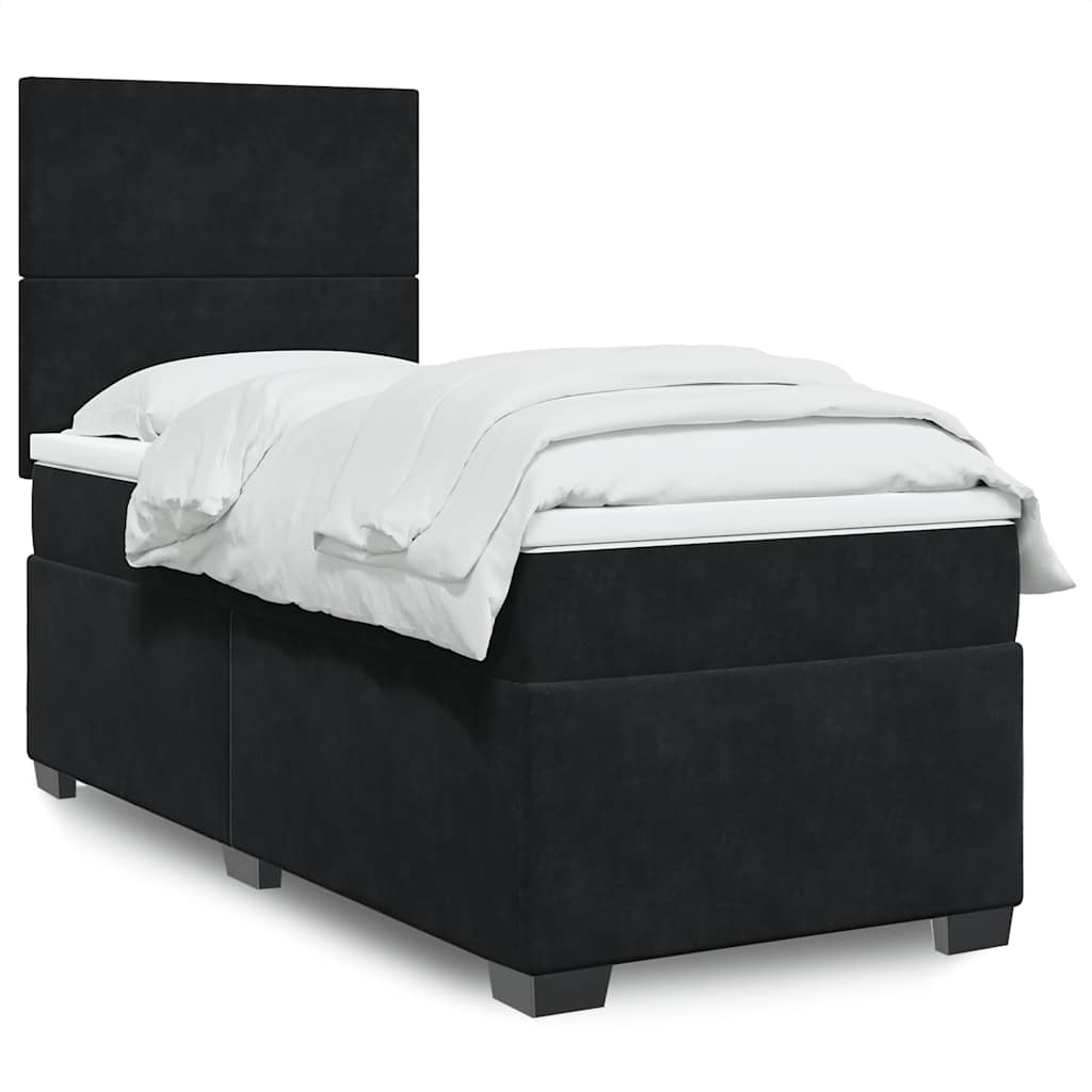 Κρεβάτι Boxspring με Στρώμα Μαύρο 80 x 200 εκ. Βελούδινο - Pakobazaar