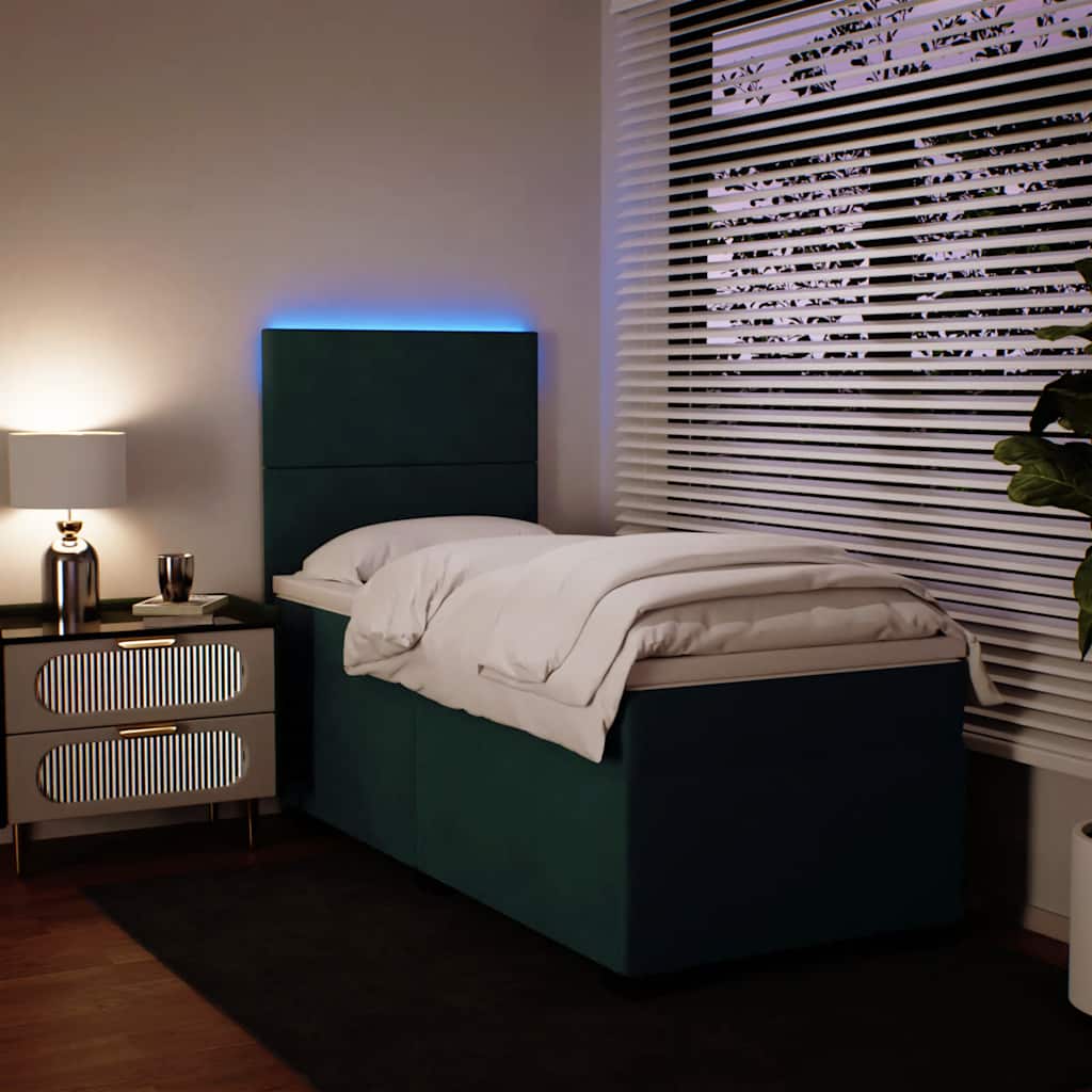 Κρεβάτι Boxspring με Στρώμα Σκούρο Πράσινο 80x200 εκ. Βελούδινο - Pakobazaar