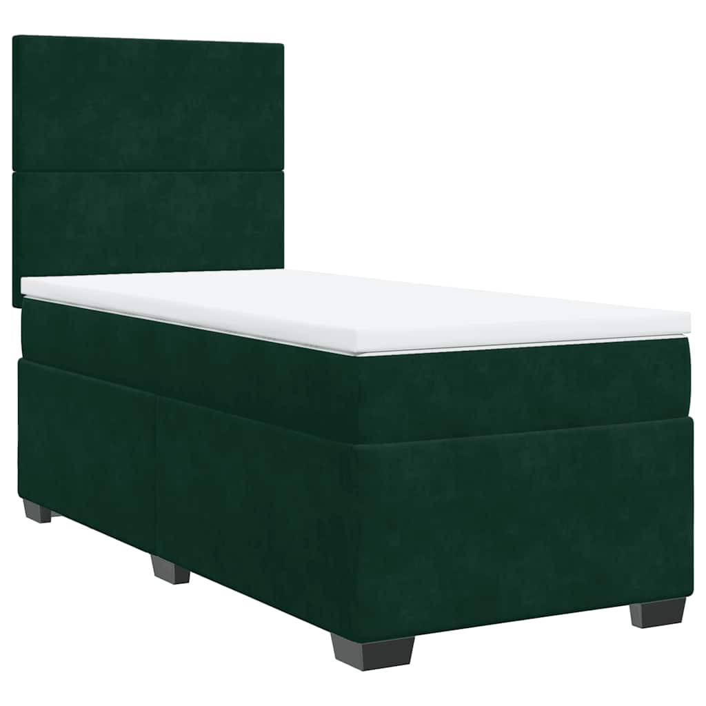Κρεβάτι Boxspring με Στρώμα Σκούρο Πράσινο 80x200 εκ. Βελούδινο - Pakobazaar