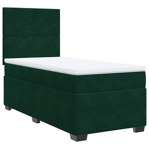 Κρεβάτι Boxspring με Στρώμα Σκούρο Πράσινο 80x200 εκ. Βελούδινο - Pakobazaar