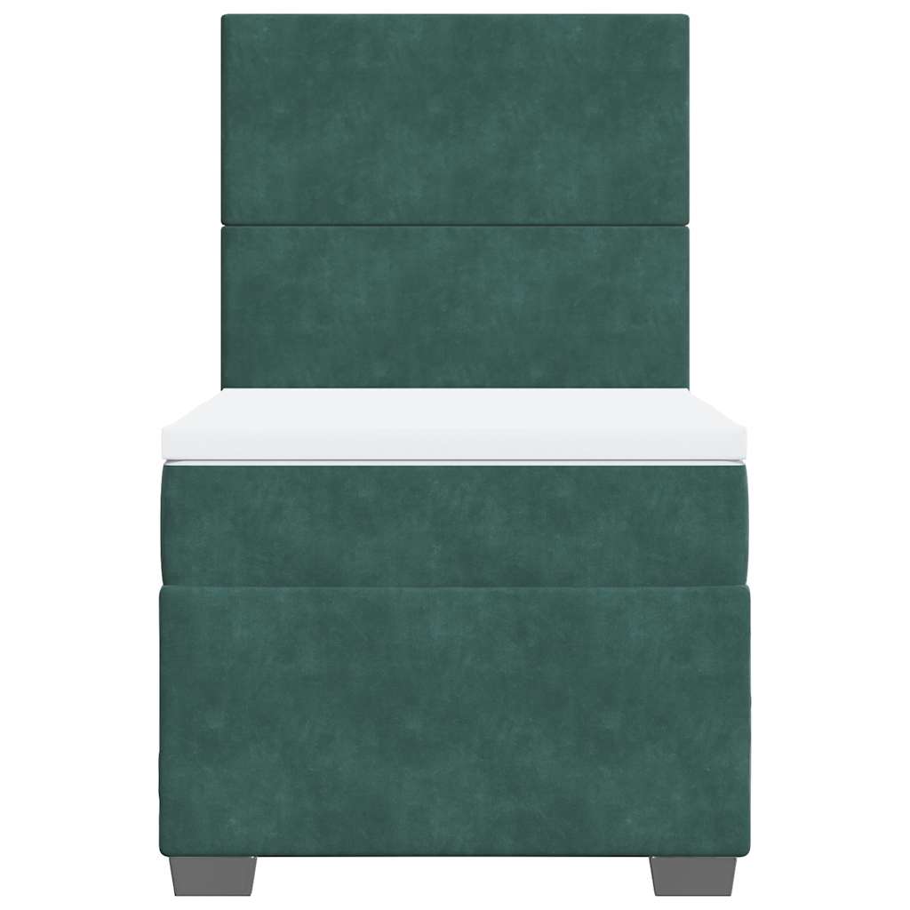 Κρεβάτι Boxspring με Στρώμα Σκούρο Πράσινο 80x200 εκ. Βελούδινο - Pakobazaar