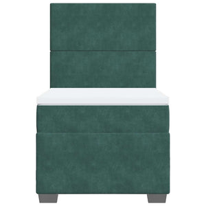 Κρεβάτι Boxspring με Στρώμα Σκούρο Πράσινο 80x200 εκ. Βελούδινο - Pakobazaar